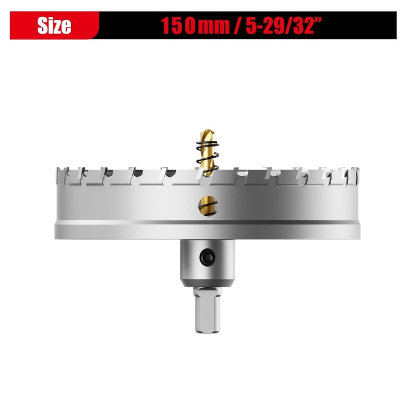 GSTK Upgraded Heavy Duty Carbide Hole Saw 150mm|5-29/32",Metal Steel Hole Saw Drill Bit,TCT Hole Cutter-Alloy Hardness Upgraded, Life Upgraded, Ideal for Stainless Steel, mild Steel, Iron, Copper,etc - Image 2